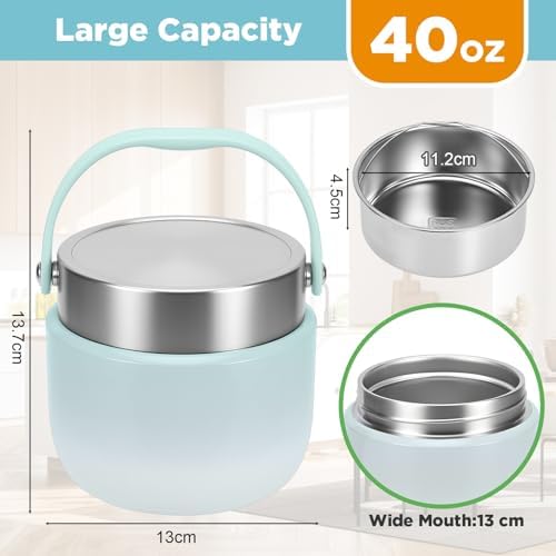 Thermobehälter für Essen mit Deckel Warmhaltebehälter für Kinder und Erwachsene Auslaufsiche Suppen und Brei 1200 ml The