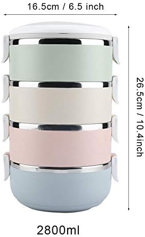 Nikou 4 Schichten Tragbare Thermo Brotdose für Büro und Wandern mit Griff und Lebensmittelbehälter Funktion