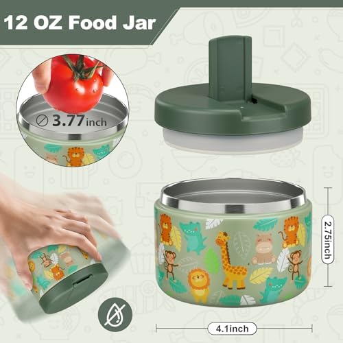 Itslife Thermobehälter für Kinder 350ml Edelstahl, Warmhaltebecher mit Schnallenabdeckung, Isoliert, geeignet für kaltes