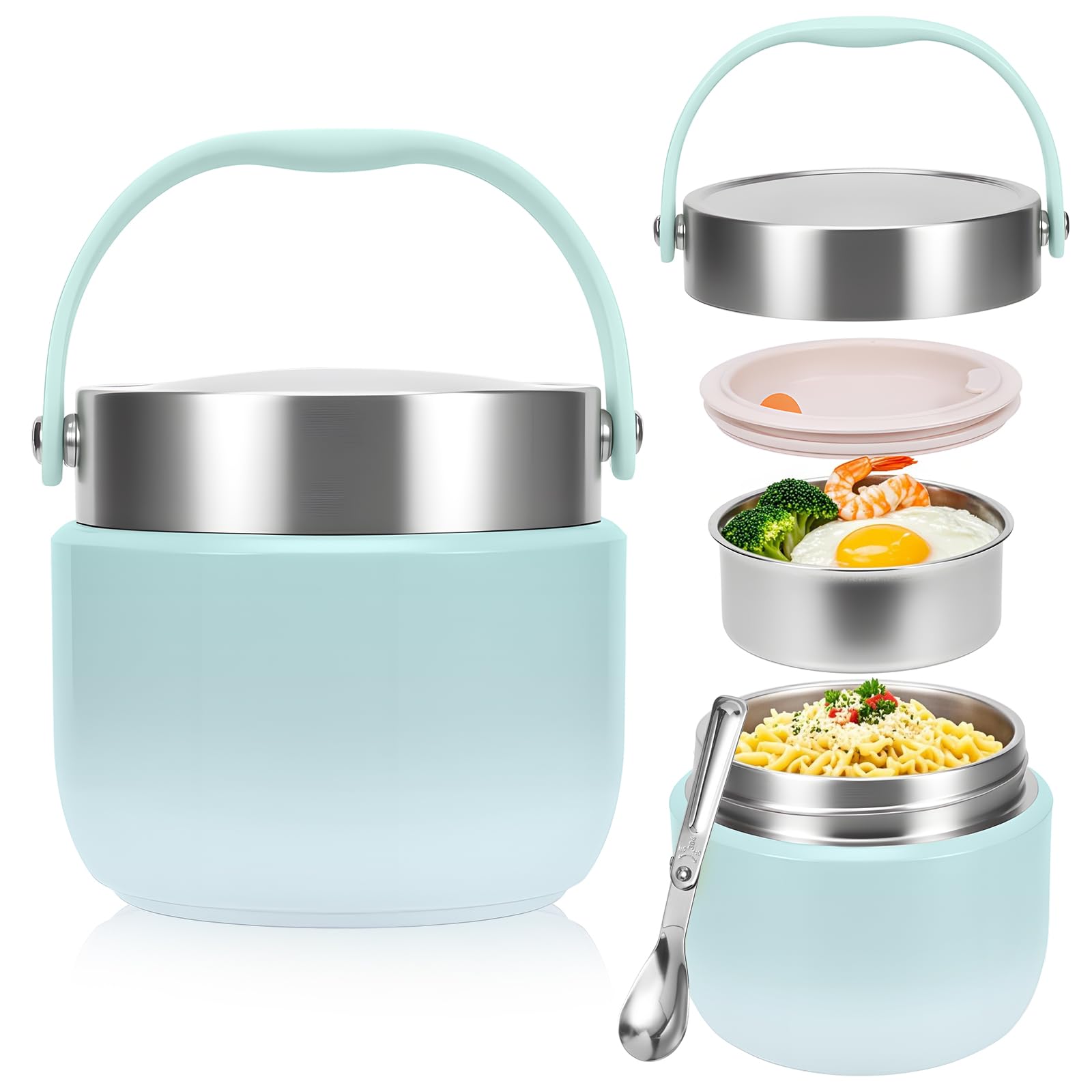 Thermobehälter für Essen mit Deckel Warmhaltebehälter für Kinder und Erwachsene Auslaufsiche Suppen und Brei 1200 ml The