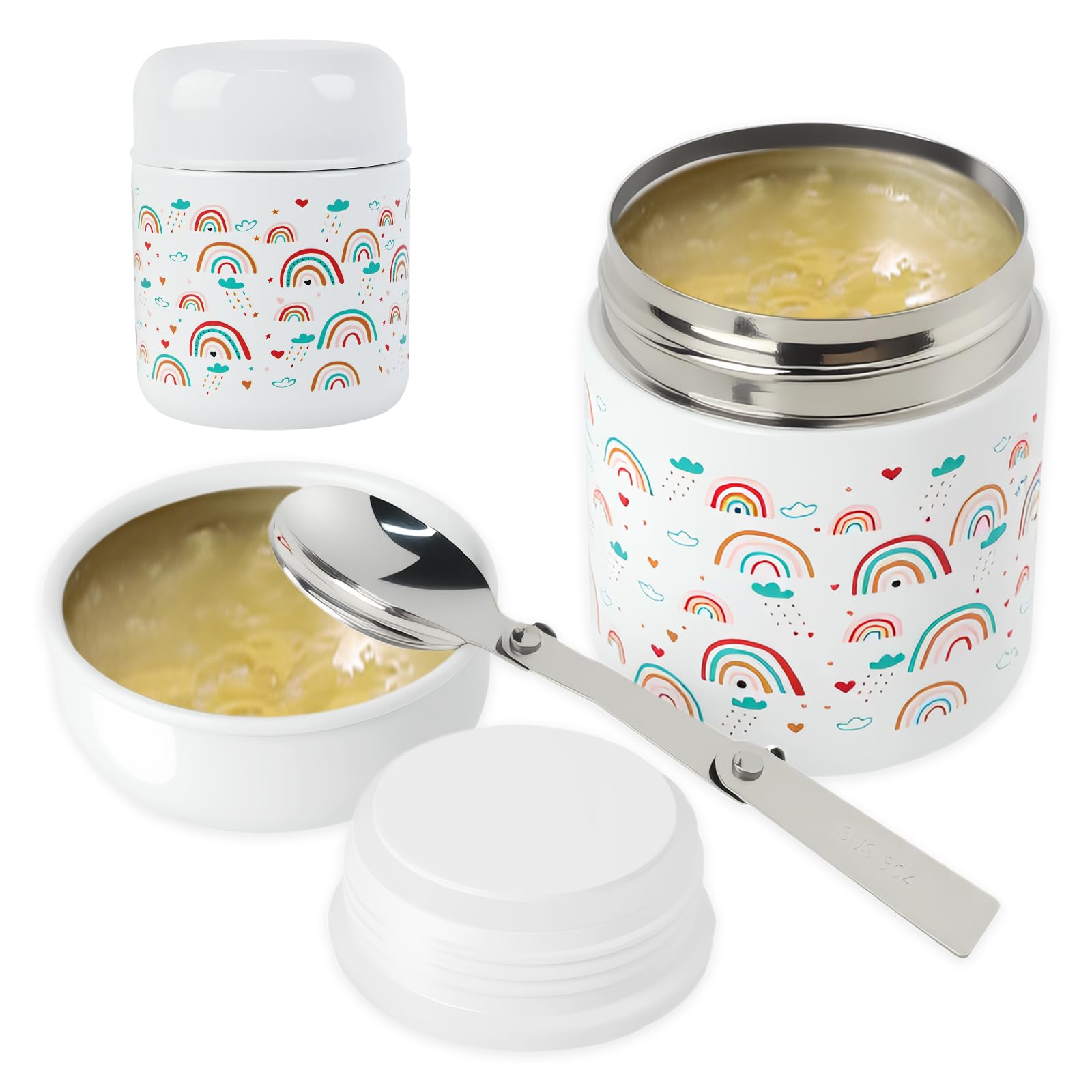 Thermobecher Essen 300ml Edelstahl BPA-Frei - Warmhaltend 6-12h für Kinder & Erwachsene |Ideal für Schule, Büro & Unterw