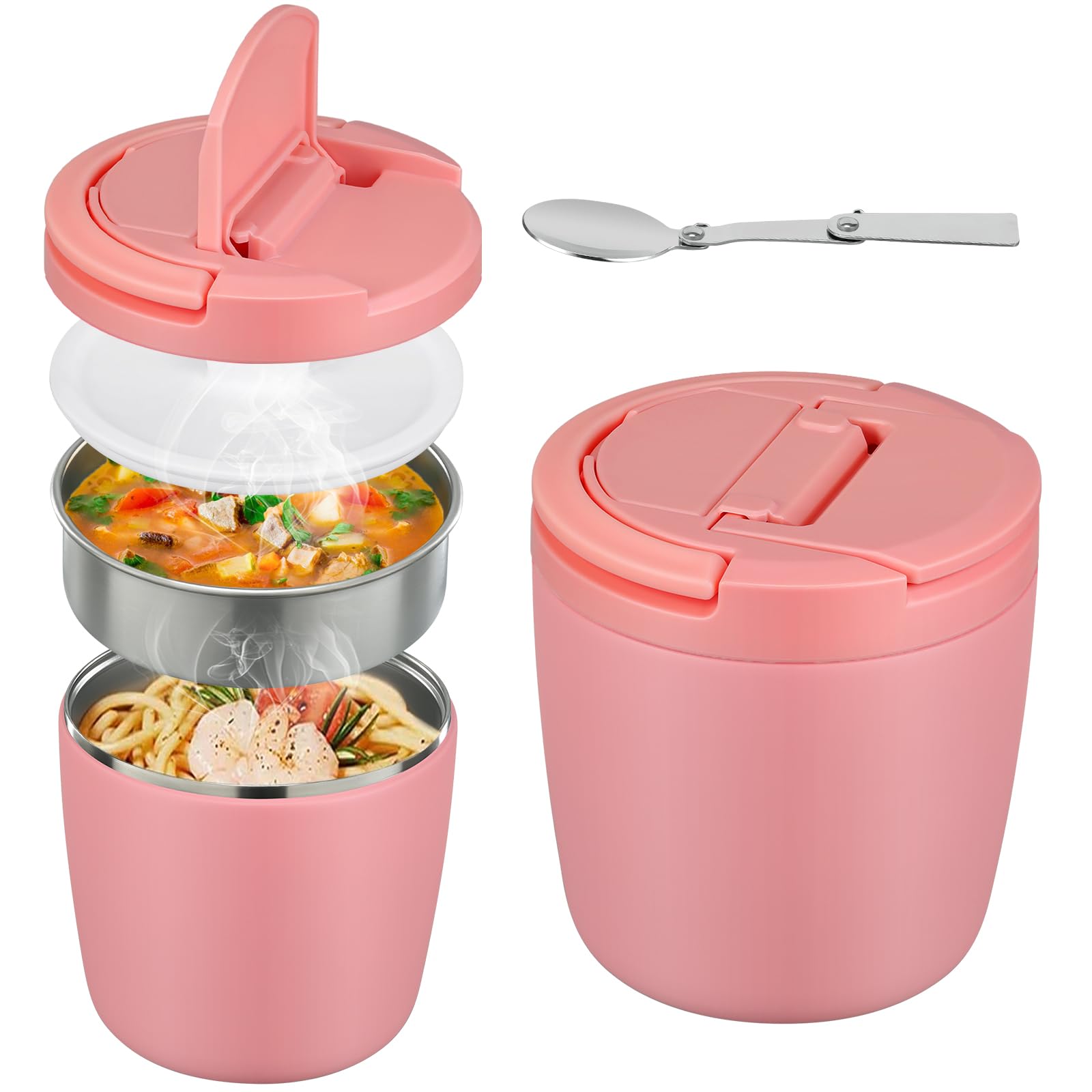 ItsLife Thermobehälter für Suppen 1400ml, Edelstahl Thermoschüssel mit Deckel, Thermo Lunchbox mit Löffel, Warmhaltebehä