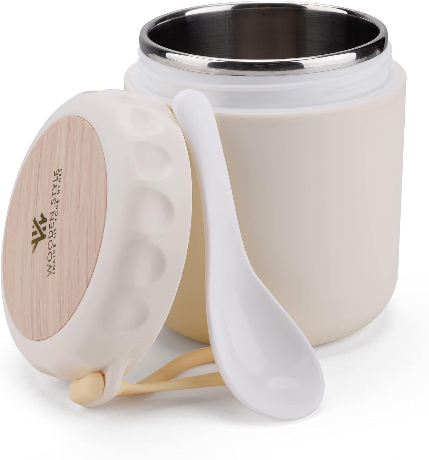 ERBO Thermobehälter für Suppen- Müslibecher to go Edelstahl 400ml Auslaufsicher Porridge Becher-Essensbehälter für Suppe