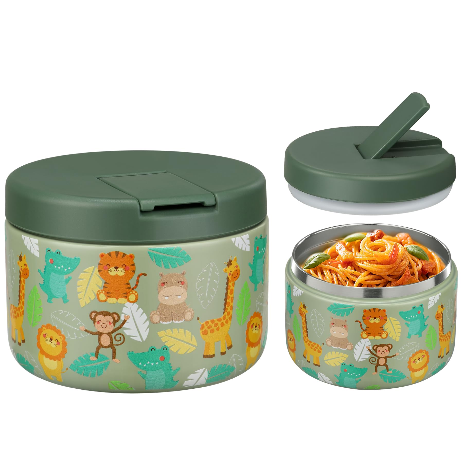 Itslife Thermobehälter für Kinder 350ml Edelstahl, Warmhaltebecher mit Schnallenabdeckung, Isoliert, geeignet für kaltes