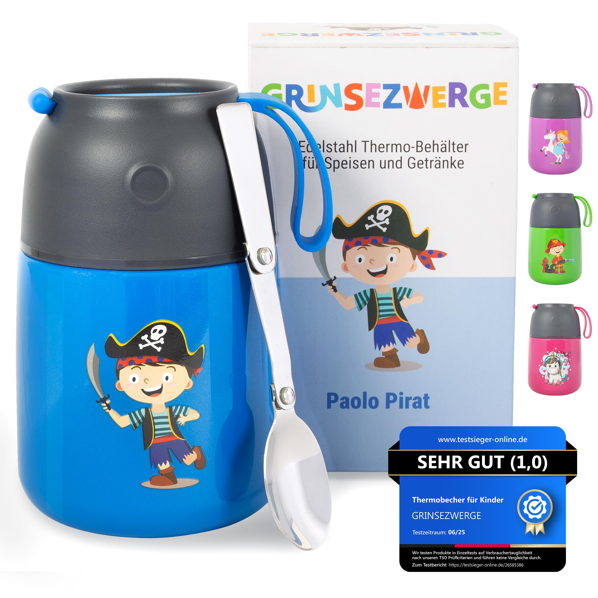 Kinder Thermobecher 500ml Speisen Getränke Warmhaltebehälter|Müslilunchbox|Thermo Lunchbox Pirat Edelstahl|Müttern|Kinde